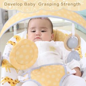 Otrolepota Baby Bouncer Seat with Soothing Vibrations, Music & Toys - Portable Rocker for Newborns (0-6 Months, up to 20 lbs)