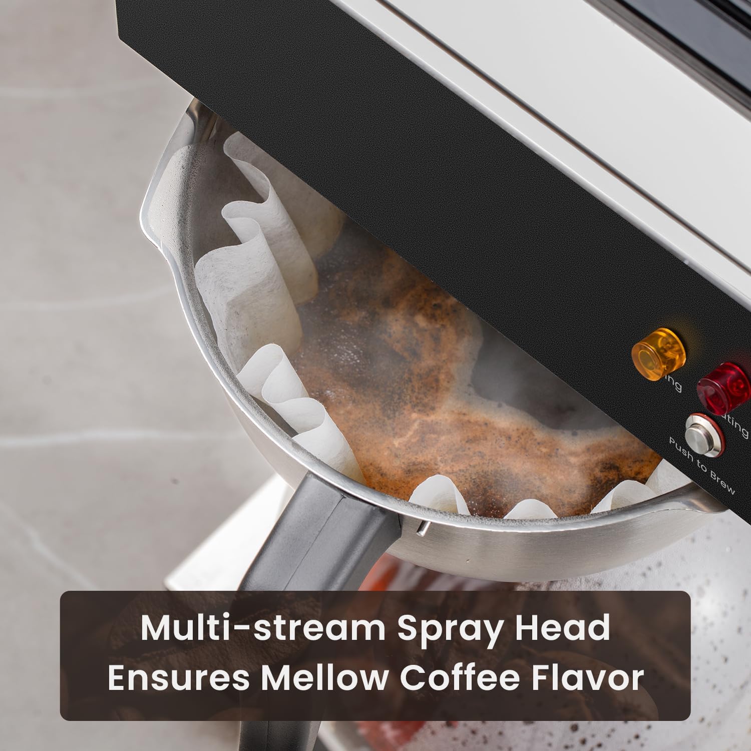 SYBO 12-Cup Commercial Pour Over Coffee Maker with 3 Warmers and 3 Decanters - Stainless Steel Drip Brewer