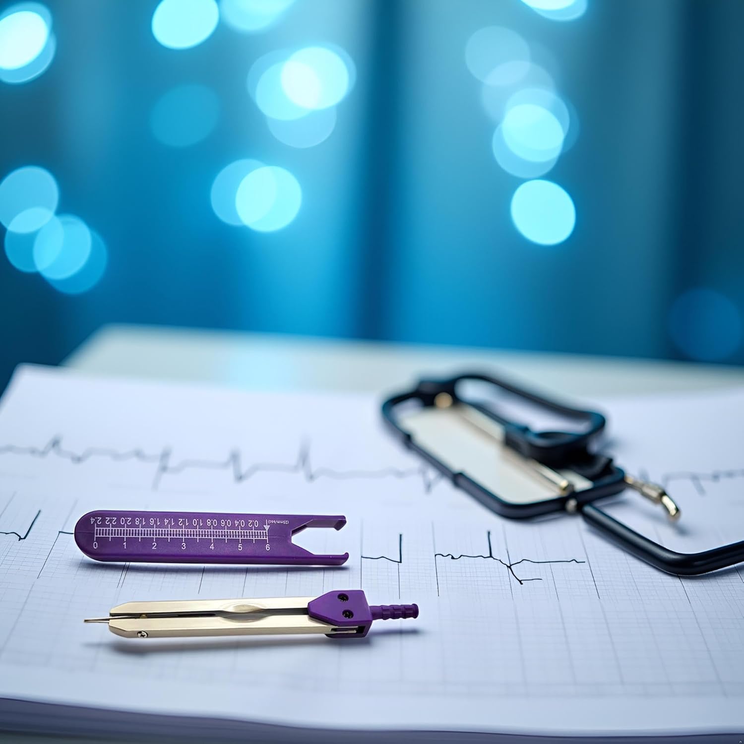 Purple EKG Calipers – Premium ECG Measurement Tool for Medical Professionals, Nurses, and Students