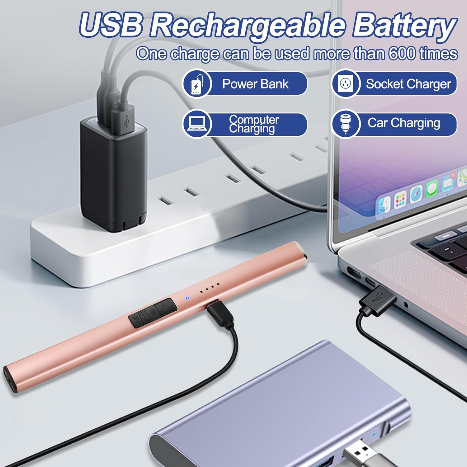 USB Rechargeable Electric Candle Lighter - Windproof Dual Arc Plasma Lighter with Safety Lock & LED Display - Perfect Gift for Women, Mom & Wife