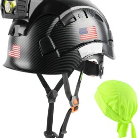 GREEN DEVIL Vented Safety Hard Hat with Integrated Headlamp & Cooling Liner - ANSI Z89.1 Certified