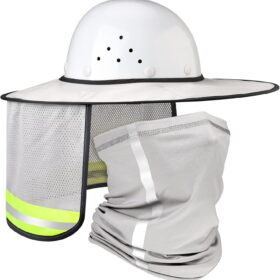 SATINIOR High Visibility Hard Hat Sun Shade & Neck Gaiter Set – Reflective Safety Helmet Accessories for Cooling Neck Protection (Dusty Grey)