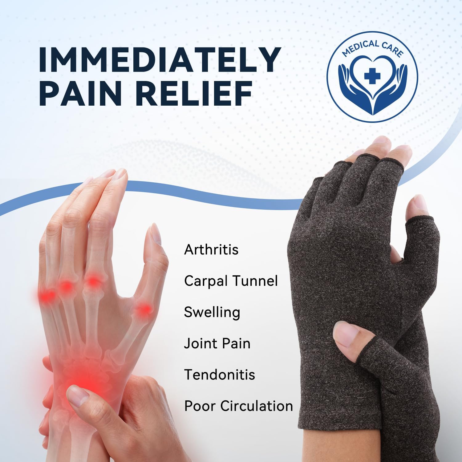 Duerer Arthritis Compression Gloves – Relief for Carpal Tunnel, Rheumatoid Arthritis & Tendonitis – Open Finger Design for Men & Women