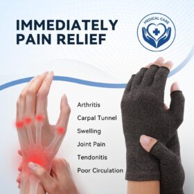 Duerer Arthritis Gloves for Men & Women - Relieve Carpal Tunnel, Rheumatoid Arthritis & Tendonitis with Open Finger Design (Pair)