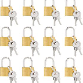 Juvale 12-Pack Mini Luggage Locks with Keys – Small Gold & Silver Locks for Suitcases, Diaries, Jewelry Boxes, and Travel Bags