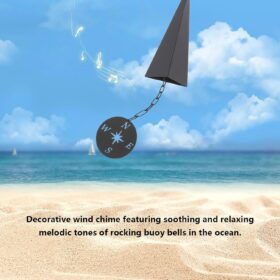 North Country Boothbay Harbor Nautical Wind Bell - Retro 3-Tone Iron Triangle Chime with Compass for Indoor, Outdoor, Porch, and Garden Décor