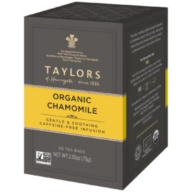 Taylors of Harrogate Organic Chamomile Tea - 50 Caffeine-Free Pillow Teabags for Soothing, Relaxation, and Sleep Support