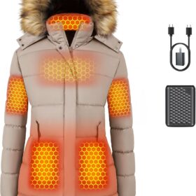 Genovega Women's Graphene Heated Jacket with 12V Fast Charge & 18400mAh Battery