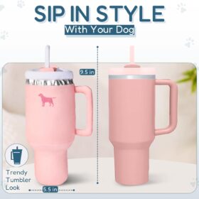 Pup Cup Tumbler Plush Dog Toy with Squeaker – Cute Pink Peach 'Starbucks' Style Cup for Puppies & Small Breeds – Funny Interactive Birthday & Valentines Gift for Girls