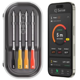 CHEF iQ Sense Smart Wireless Meat Thermometer with WiFi Hub | 4 Ultra-Thin Probes | Unlimited Range & 5 Sensors for BBQ, Grill, Smoker & Oven
