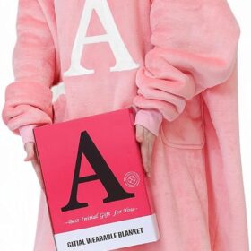 Personalized Wearable Blanket Hoodie for Women – Oversized Sherpa Fleece Hoodie with Custom Letter for Birthday, Valentine’s Day & Christmas Gifts