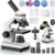 PalliPartners 100X-2000X Compound Microscope with Dual LED Lights, Complete 52-Piece STEM Lab Kit with Slides & Phone Adapter for Students, Adults, and School Science Education