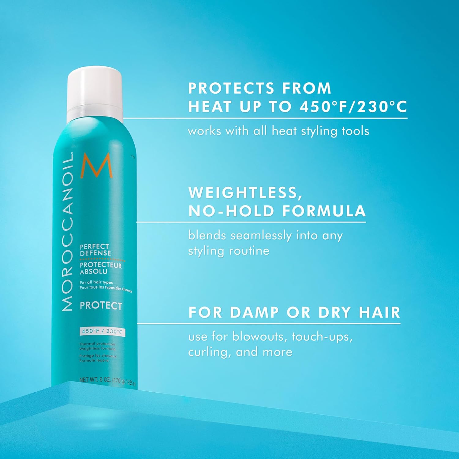Moroccanoil Perfect Defense Heat Protectant Spray - Thermal Shield for All Hair Types with Argan Oil & Vitamin E - 3.4 oz