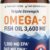 Omega-3 Fish Oil 3600mg - Triple Strength, Burpless Softgels with 2160mg EPA/DHA - Wild Caught, Molecularly Distilled for Purity - 180 Count (60 Day Supply)