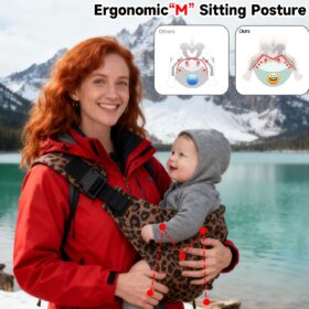 Baby Sling Carrier – 2025 Upgraded Adjustable Toddler Wrap with Dual Anti-Slip Buckle, Ergonomic Hip Seat for Newborn to Toddler (10-45 lbs), Breathable Cotton – Leopard Print