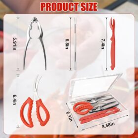 Deluxe 20-Piece Seafood Tool Set – 6 Crab Crackers, 6 Lobster Shellers, 6 Forks, 2 Scissors & Storage Bag