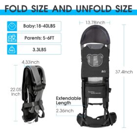 WIPHA Hiking Backpack Carrier with Canopy – Lightweight, Foldable Toddler Shoulder Carrier with Sunshade for Kids 6 Months to 2 Years