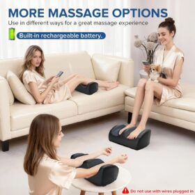 Cordless Shiatsu Foot & Calf Massager with Heat - Rechargeable Deep Tissue Electric Massage Machine for Plantar Fasciitis & Pain Relief