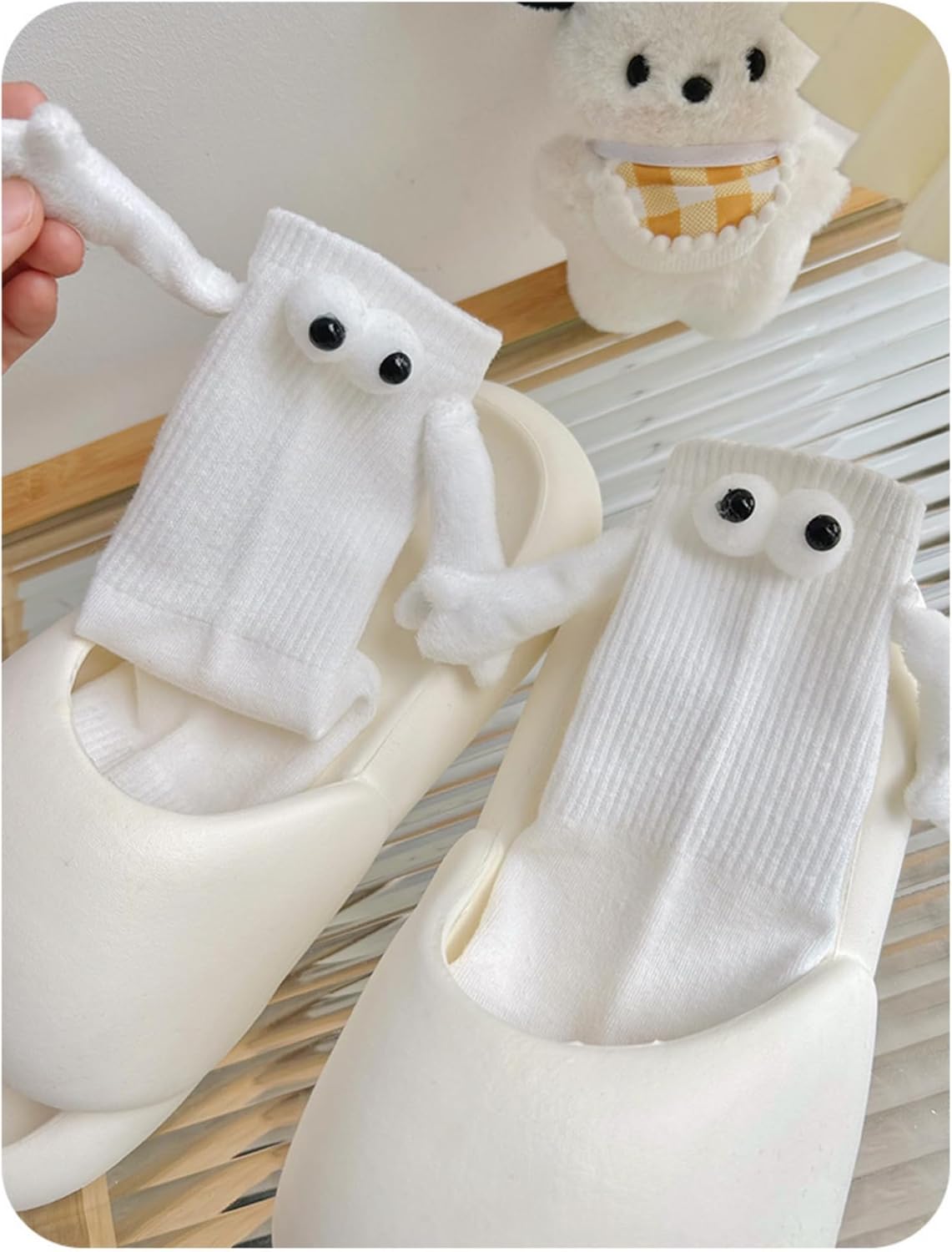 Magnetic Holding Hands Socks for Couples - 2 Pair Pack of Novelty 'Holding Hands' Funny Socks - Unique Romantic, Wedding, Engagement, or Best Friend Gift for Men & Women