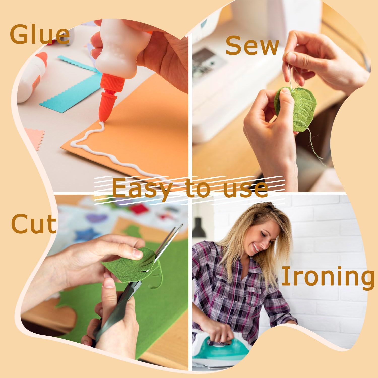 Premium Soft Acrylic Felt Fabric - 36x36 Inch Square Yard, 1.6mm Thick Craft Felt Sheet for Sewing, DIY Projects, Home Decor & Clothing