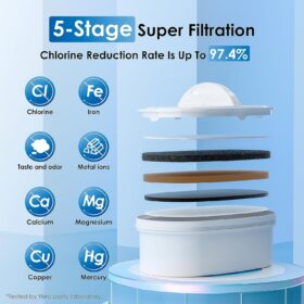 Waterdrop 40-Cup Large Capacity Water Filter Dispenser – 200-Gallon Filtration System for Home & Office – NSF Certified to Reduce Chlorine, PFOA/PFOS – BPA Free, Fast Flow (Black)