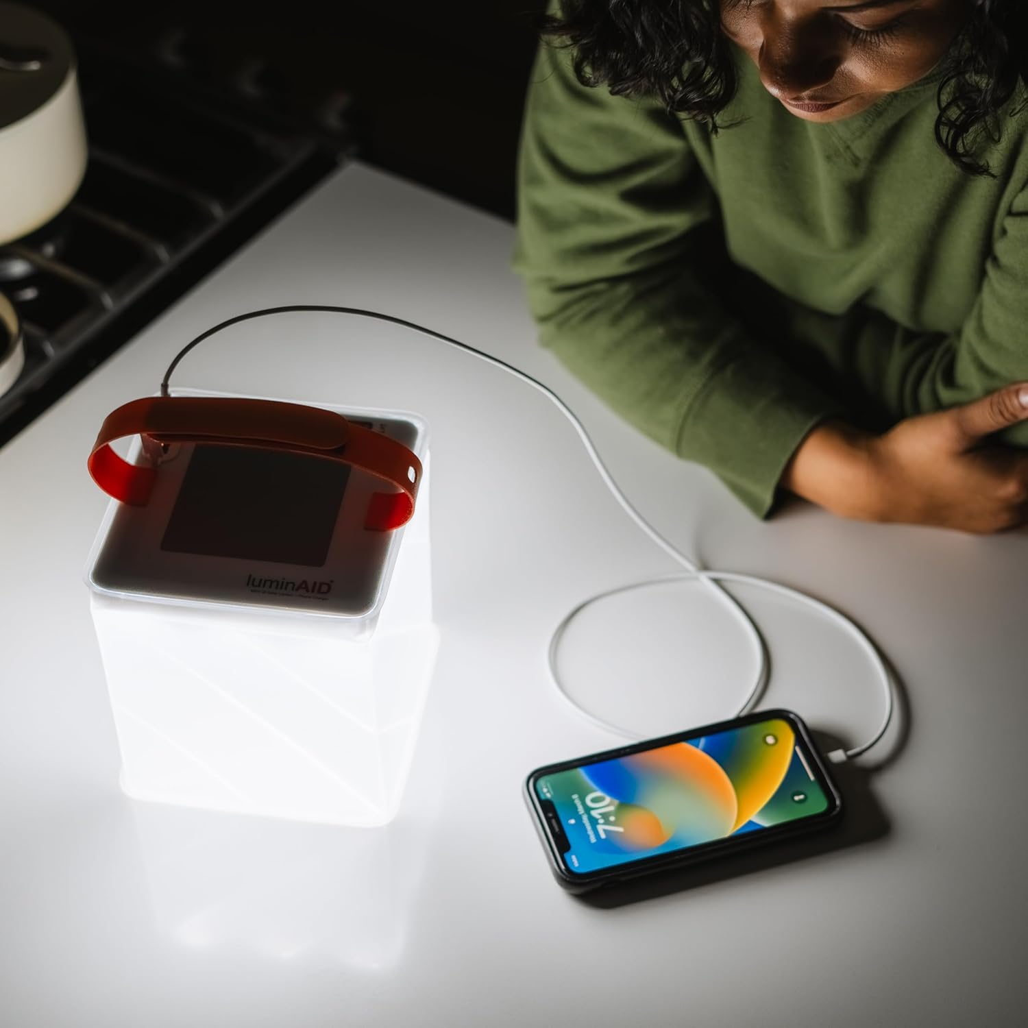 LuminAID Max 2-in-1 Solar Camping Lantern & Phone Charger – 200 Lumen Rechargeable LED Light, Waterproof Emergency Power Bank for Hiking, Hurricanes & Survival Kits