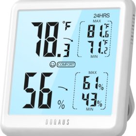DOQAUS Digital Hygrometer Indoor Thermometer – Humidity Monitor with 3s Fast Refresh, Max/Min Records, Backlight & Air Comfort Indicator for Home, Greenhouse & Baby Room