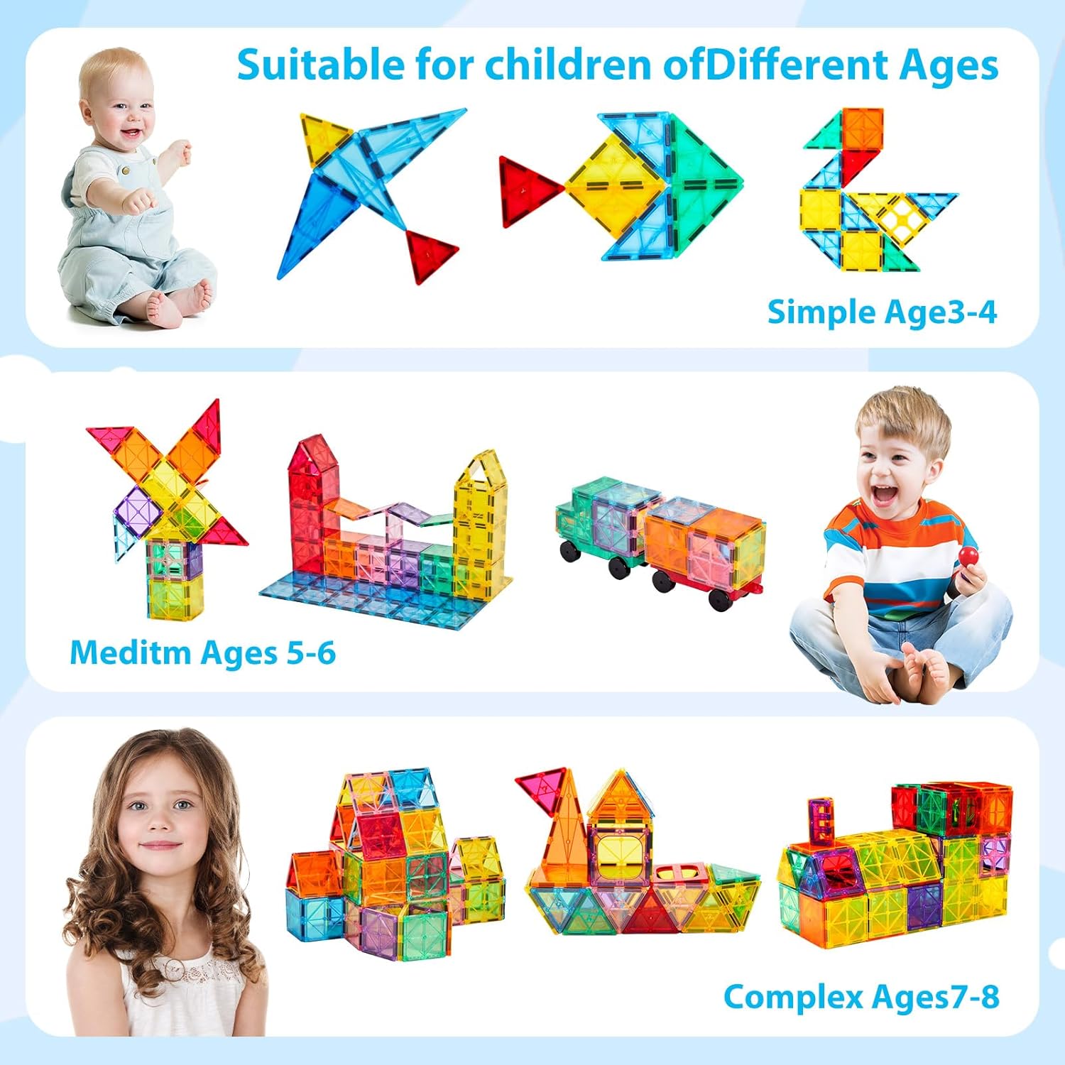 134-Piece Magnetic Building Tiles Set – Large 3D STEM Stacking Blocks with 2 Cars & Idea Book