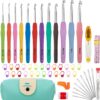 MECHEER Ergonomic Crochet Hook Set with Case – 51-Piece All-in-One Knitting Kit for Beginners & Pros, 12 Aluminum Hooks with Soft Grip Handles for Arthritis Relief