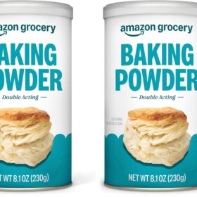 Amazon Fresh Double Acting Baking Powder, 8.1 Oz (Pack of 2) - Essential Pantry Leavening Agent for Baking