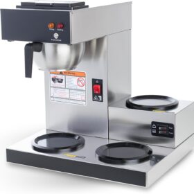 SYBO Commercial Coffee Maker - 12 Cup Pour Over Drip Brewer with 3 Warmers, Stainless Steel