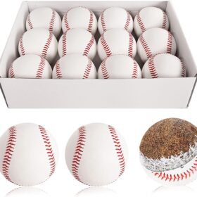 Official League Practice Baseballs - Durable 9-Inch Leather Training Balls for Pitching, Fielding & Autographs - One Dozen Bulk Pack