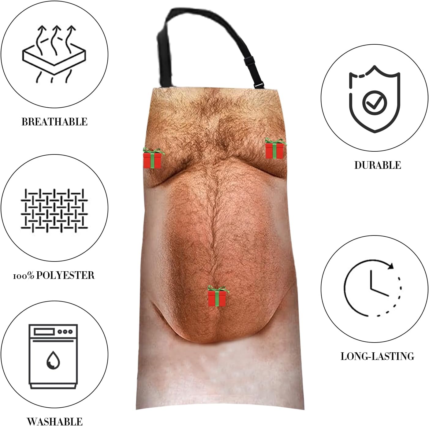 Hilarious Original 6-Pack Abs Apron – Funny Gag Gift for Men, Dad, & Husband – Perfect for BBQ, Cooking & Birthday Parties