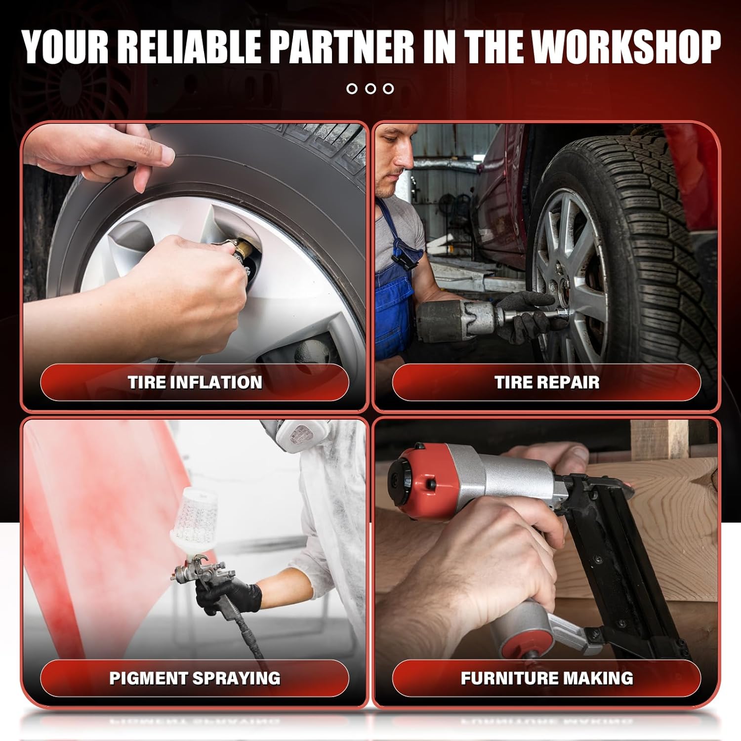 3 Gallon Ultra Quiet Oil-Free Portable Air Compressor – 1.15 HP, 115 PSI, Perfect for DIY, Nail Guns, and Tire Inflation