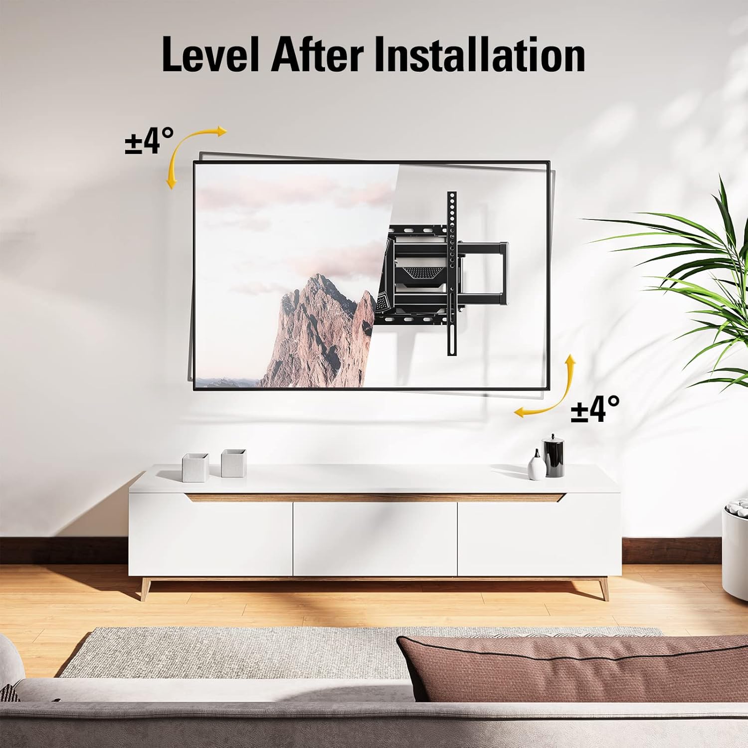 Mounting Dream MD2617 Full Motion TV Wall Mount - Articulating Dual Arm for 42-84 Inch TVs, Heavy Duty Steel Bracket, Swivel, Tilt & Rotate, Fits 16 inch Studs, Max VESA 600x400mm