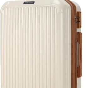 LIGHT FLIGHT Hardside Carry-On Luggage 22x14x9 – Airline Approved Expandable Spinner Suitcase with TSA Lock & 360° Wheels, Beige/Brown