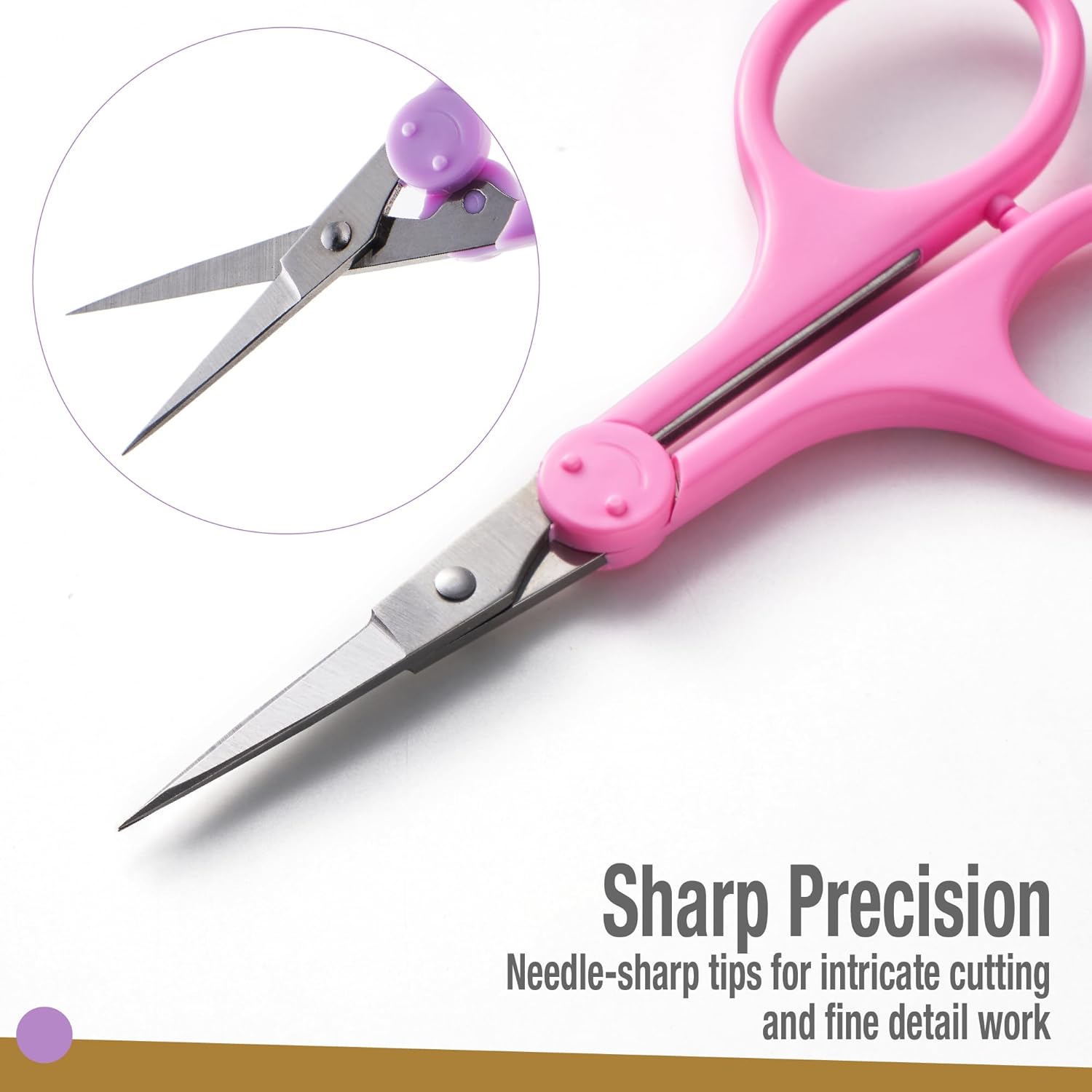 Beaditive High Precision Detail Scissors Set (2-Piece) | Ultra-Sharp Fine Tips for Crafting, Sewing & Scrapbooking | Stainless Steel with Protective Sheaths (Pastel Pink & Purple)
