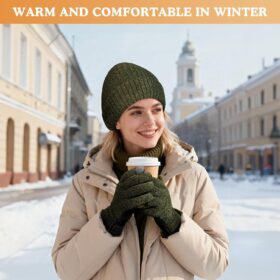 Fivali Winter Hat and Gloves Set for Men & Women – Windproof Thermal Beanie with Touchscreen Capabilities – Ideal for Skiing, Hiking, and Commuting