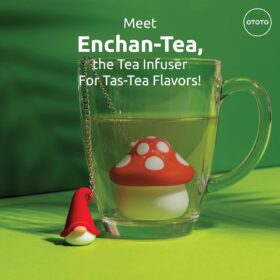 Enchan-Tea Mushroom Gnome Loose Leaf Tea Infuser - Cute Silicone Tea Strainer with Stainless Steel Chain - Novelty Tea Gifts & Funny Kitchen Gadgets