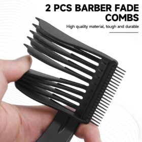 Blend Friend Fade Comb Set for Men - Professional Barber Hair Cutting Combs, Ergonomic Fade Tools for Clippers, DIY Haircare Accessories (Black, 2 Pack)