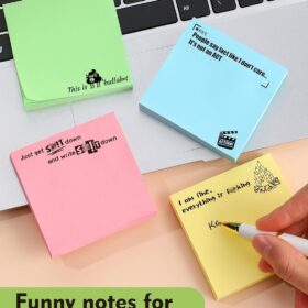 Funny Sticky Notes for Office – 4-Pack 3x3 Inch Self-Adhesive Memo Pads, Novelty White Elephant Gifts for Coworkers & Stress Relief
