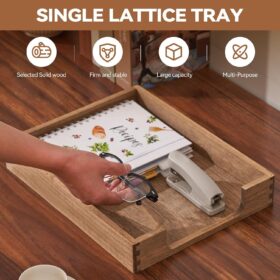 Kirigen Solid Wood Letter Tray – Front-Load Desk Organizer for Office Files and Documents (Dark Brown)