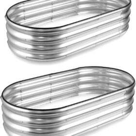JERIA Galvanized Raised Garden Bed Kit (2-Pack) - 4x2x1 Ft Metal Planter Boxes for Vegetables, Flowers & Herbs