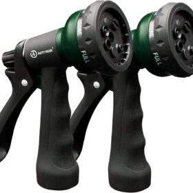 AUTOMAN Garden Hose Nozzle 2 Pack - Heavy Duty Adjustable Water Spray Nozzle with 7 Patterns, Ergonomic Non-Slip Grip & Lockable Flow for Lawn, Car Wash & Pet Cleaning
