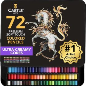 Castle Art Supplies 72 Premium Colored Pencils Set – Soft Core Artist Grade Drawing Pencils for Coloring, Sketching & Blending – Includes Tutorial in Metal Storage Tin