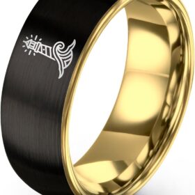 Tungsten Carbide Wedding Band Ring - 8mm Lighthouse Ocean Wave Design - Comfort Fit for Men & Women - Available in Brushed Black, Silver, Blue, Rose, or Yellow Gold