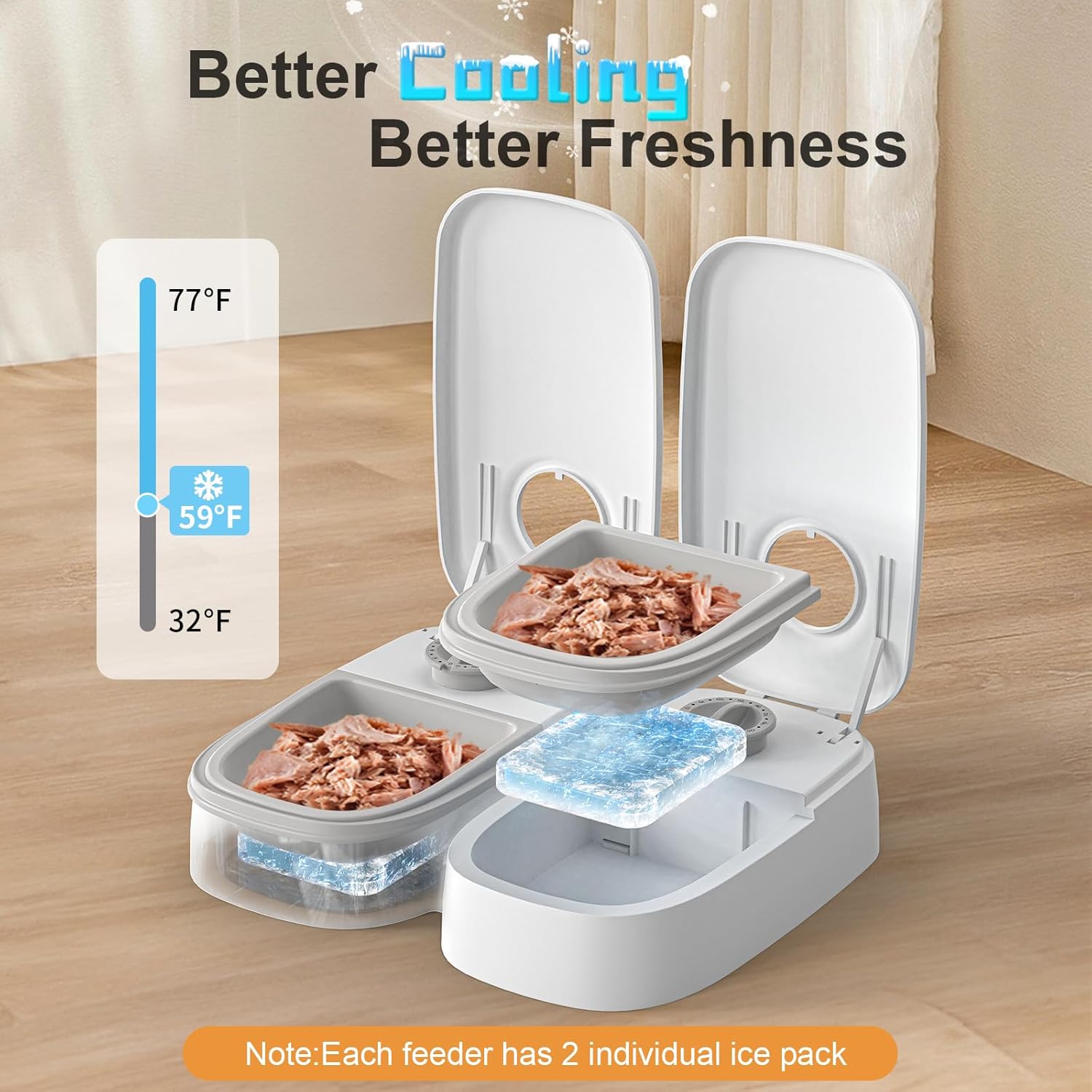 Automatic 2-Meal Wet & Dry Cat Feeder with 48H Timer & Ice Packs - Dishwasher Safe BPA-Free Pet Dispenser for Cats & Small Dogs