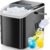 DUMOS Countertop Ice Maker with Handle - 26 lbs/Day Portable Ice Machine, Self-Cleaning, 9 Bullet Cubes Ready in 6 Mins, Compact Quiet Electric Maker for Kitchen, Home, Bar & Camping (Bright Black)