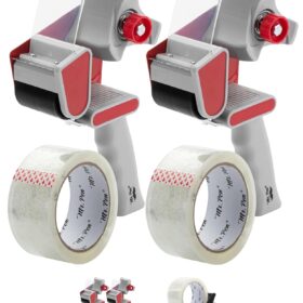 Mr. Pen Heavy Duty Packing Tape Dispenser Gun - 2-Pack with 2 Rolls, 2-Inch Clear Packaging Tape for Moving, Shipping, and Boxes