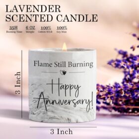 Happy Anniversary Lavender Scented Candle - Romantic Ceramic Jar Gift for Couples, Him & Her - Long Burning Home Décor